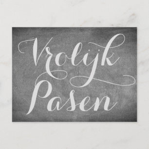 Happy Oaster Dutch Pasen Chalkboard Typografie Feiertagspostkarte