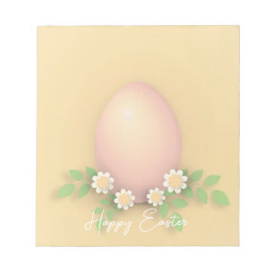 Happy Oaster Egg & Blume Gelb rosa Pastellgelb Notizblock