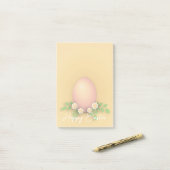 Happy Oaster Egg & Blume Gelb rosa Pastellgelb Post-it Klebezettel (Auf Schreibtisch)