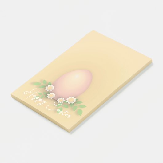 Happy Oaster Egg & Blume Gelb rosa Pastellgelb Post-it Klebezettel (angewinkelt)