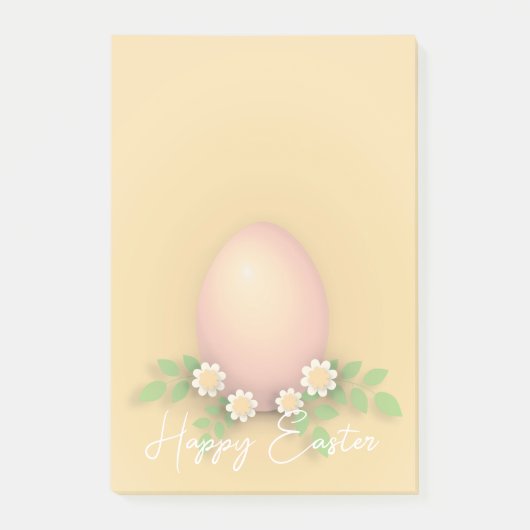 Happy Oaster Egg & Blume Gelb rosa Pastellgelb Post-it Klebezettel (Vorderseite)