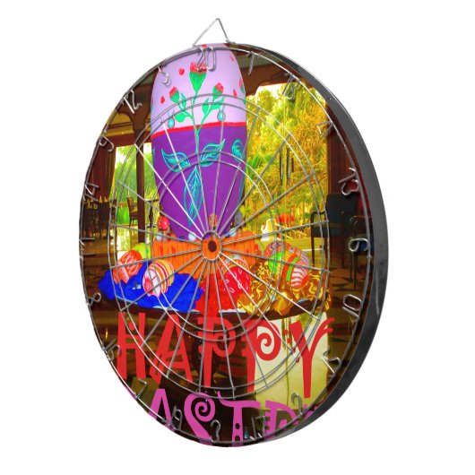 Happy Oaster Egg Center für Frühjahr Dartscheibe (Vorderseite rechts)