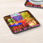 Happy Oaster Egg Center für Frühjahr Getränkeuntersetzer (Linke Seite)