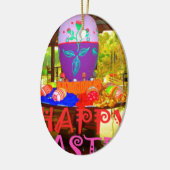 Happy Oaster Egg Center für Frühjahr Keramik Ornament (Links)