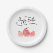 Happy Oaster Egg Doodle Papierplatte Pappteller (Vorderseite)