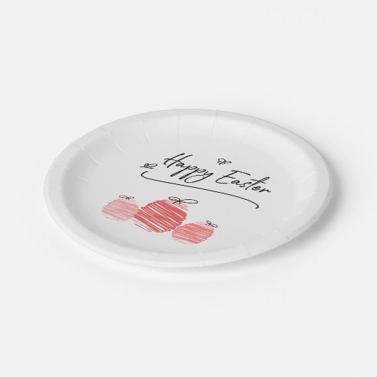 Happy Oaster Egg Doodle Papierplatte Pappteller (Schrägansicht)