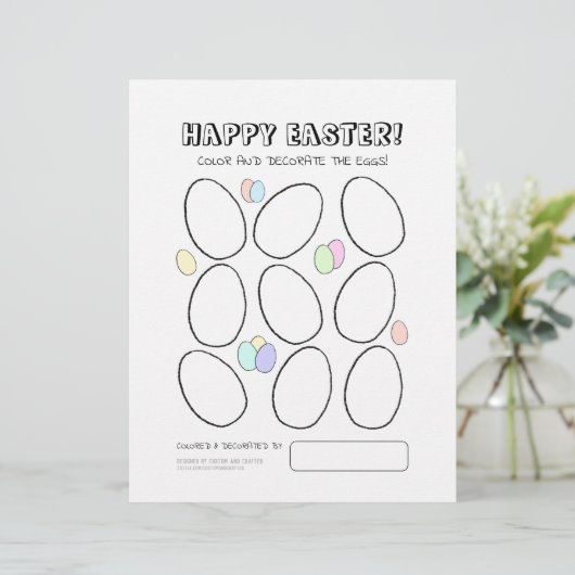 Happy Oaster Egg Farbing Page mit Niedlichem Eierm (Stehend Vorderseite)