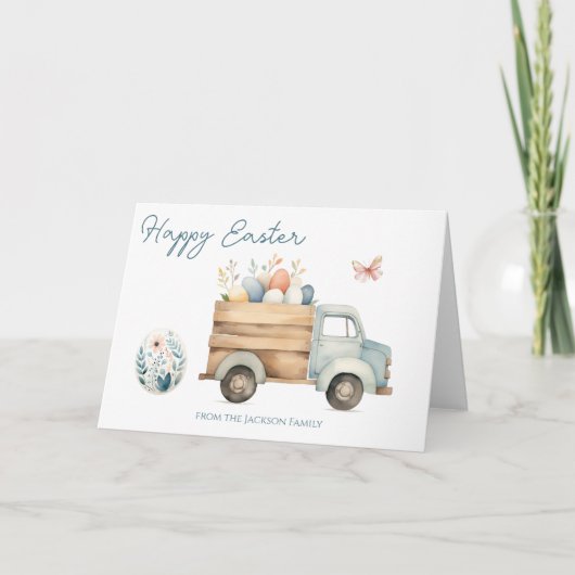 Happy Oaster Egg Hunt Truck Feiertagskarte (Vorderseite)