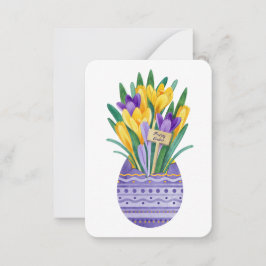 Happy Oaster Egg & Lila Gelbe Crocus Blume Mitteilungskarte