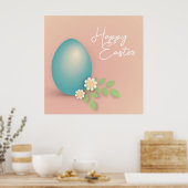 Happy Oaster Egg pastellblau pinkfarben floral Poster (Küche)