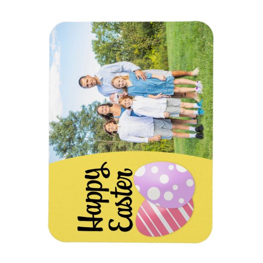 Happy Oaster Eggs auf Yellow Custom Foto Frame Magnet (Vertikal)