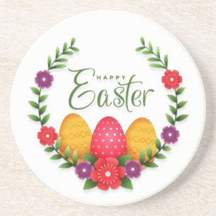 Happy Oaster Eggs Blume-23798 Getränkeuntersetzer