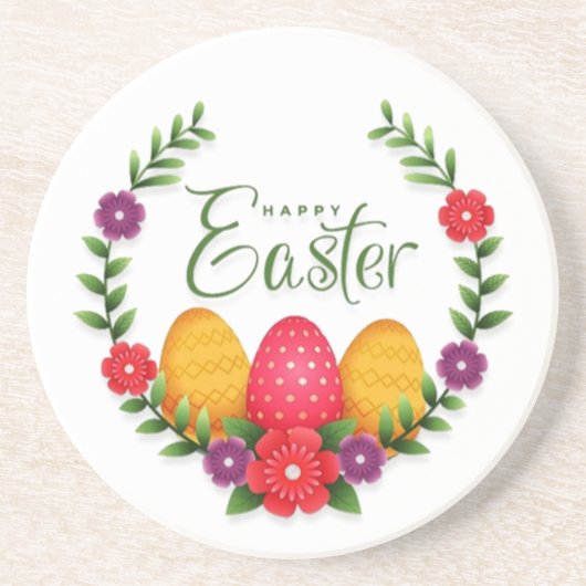 Happy Oaster Eggs Blume-23798 Getränkeuntersetzer (Vorne)
