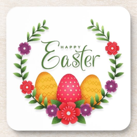 Happy Oaster Eggs Blume-23798 Getränkeuntersetzer (Vorderseite)