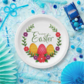 Happy Oaster Eggs Blume-23798 Pappteller (Party)