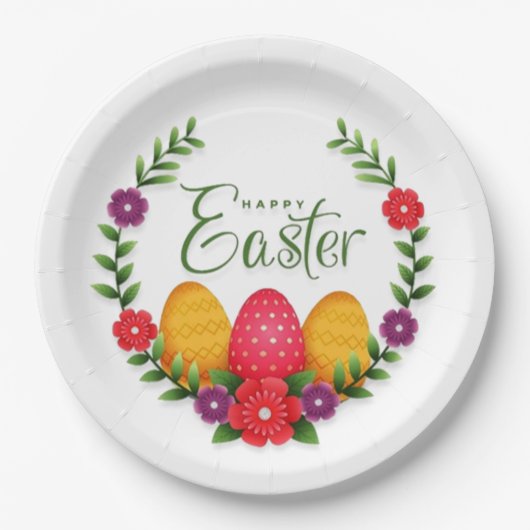 Happy Oaster Eggs Blume-23798 Pappteller (Vorderseite)