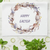 Happy Oaster Eggs Blumenreath Geschirrtuch (Gefaltet)
