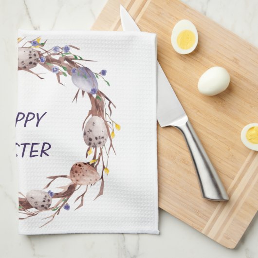 Happy Oaster Eggs Blumenreath Geschirrtuch (Viertel Falte)