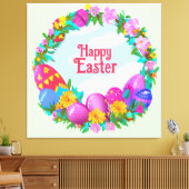 Happy Oaster Eggs Blumenreath Leinwanddruck (Insitu (Wohnzimmer))