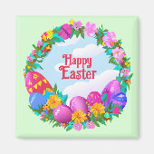 Happy Oaster Eggs Blumenreath Magnet (Vorne)