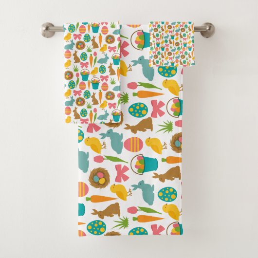 Happy Oaster Eggs Bunny Chicks Patten Badhandtuch Set (Insitu)
