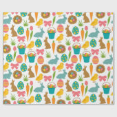 Happy Oaster Eggs Bunny Chicks Patten Geschenkpapier (Flach)