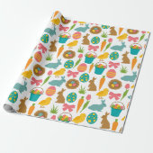 Happy Oaster Eggs Bunny Chicks Patten Geschenkpapier (Ungerollt)