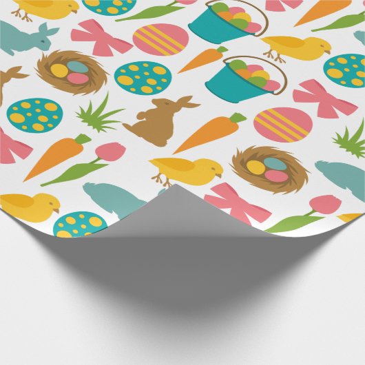 Happy Oaster Eggs Bunny Chicks Patten Geschenkpapier (Ecke)