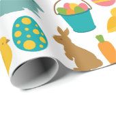 Happy Oaster Eggs Bunny Chicks Patten Geschenkpapier (Rolleneckpunkt)