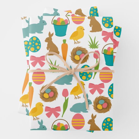 Happy Oaster Eggs Bunny Chicks Patten Geschenkpapier Set (Beispiel)