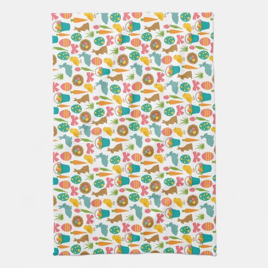 Happy Oaster Eggs Bunny Chicks Patten Geschirrtuch (Vertikal)
