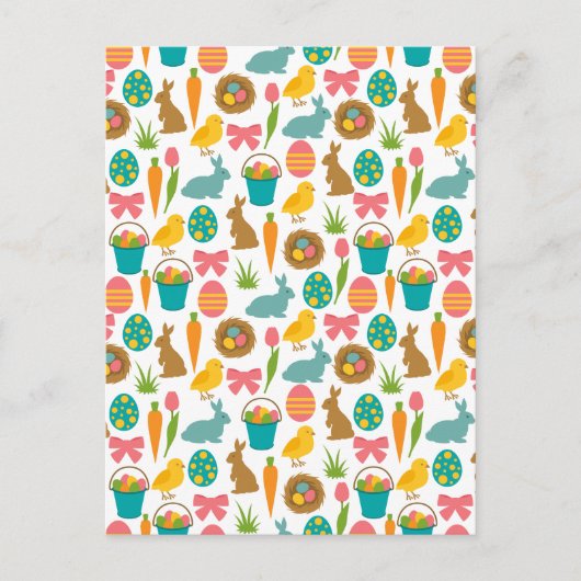 Happy Oaster Eggs Bunny Chicks Patten Postkarte (Vorderseite)