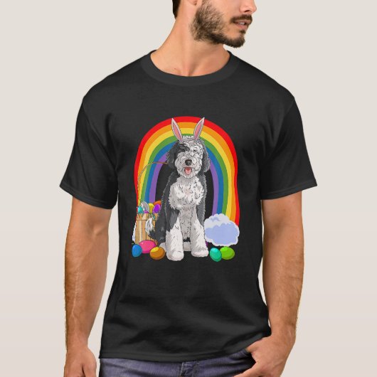 Happy Oaster Eggs Bunny Dog Sheepadoodle T-Shirt (Vorderseite)