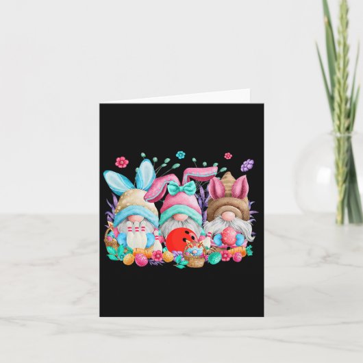 Happy Oaster Eggs Bunny Gnomes Bowling Lover Easte Karte (Vorderseite)