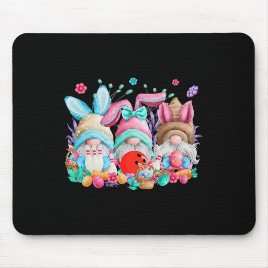 Happy Oaster Eggs Bunny Gnomes Bowling Lover Easte Mousepad (Vorne)