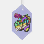 Happy Oaster Eggs Cust.BG Glas Ornament (Vorderseite Rechts)