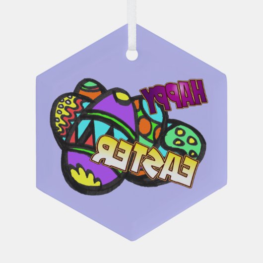 Happy Oaster Eggs Cust.BG Glas Ornament (Rückseite)