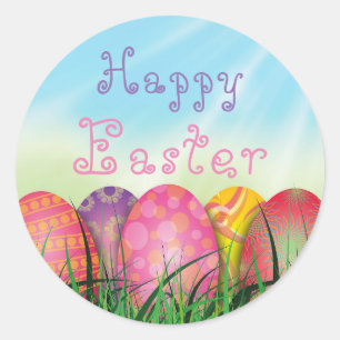 Happy Oaster Eggs Grass Spring Sticker