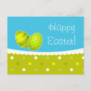 Happy Oaster Eggs Green Blue Design Feiertagspostkarte