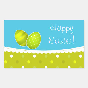 Happy Oaster Eggs Green Blue Design Rechteckiger Aufkleber
