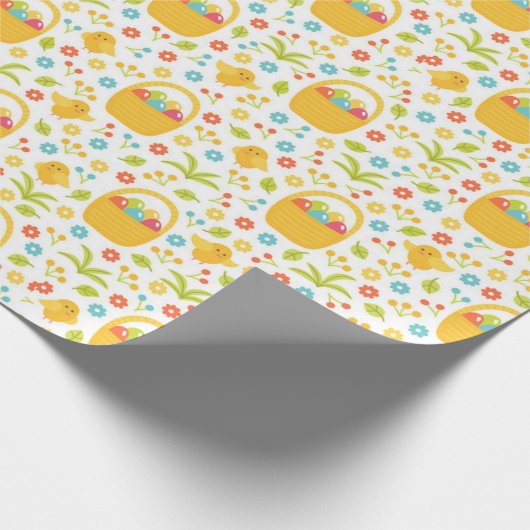 Happy Oaster Eggs in Basket Geschenkpapier (Ecke)