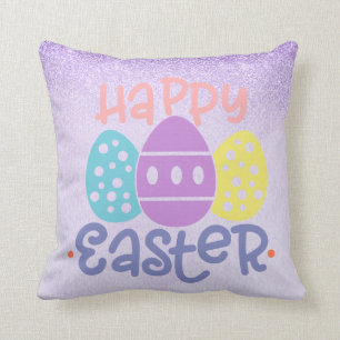 Happy Oaster Eggs Lila Spring Kissen