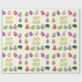 Happy Oaster Eggs mit Faces Geschenkpapier (Flach)