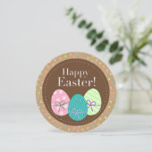 Happy Oaster Eggs Punkte auf Imitate Kraft Paper Einladung (Stehend Vorderseite)
