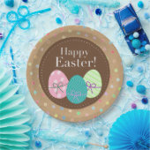 Happy Oaster Eggs Punkte auf Imitate Kraft Paper Pappteller (Party)