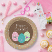 Happy Oaster Eggs Punkte auf Imitate Kraft Paper Pappteller (Party)