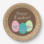 Happy Oaster Eggs Punkte auf Imitate Kraft Paper Pappteller (Vorderseite)