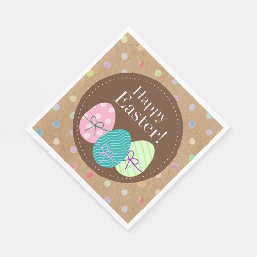 Happy Oaster Eggs Punkte auf Imitate Kraft Paper Serviette (Ecke)