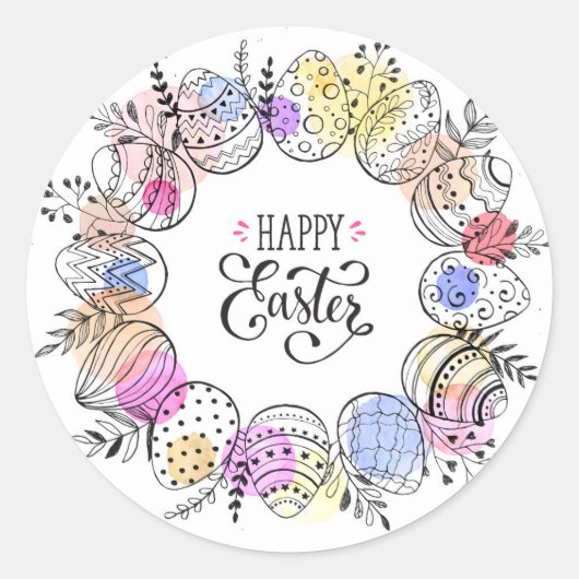 Happy Oaster Eggs Runder Aufkleber (Vorderseite)