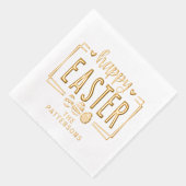 Happy Oaster Eggs Script Personalisiert Name Servietten Mit Folie (Rechts)